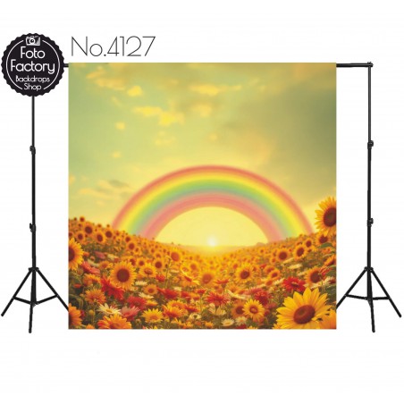 Tło Fotograficzne tęcza słoneczniki 4127