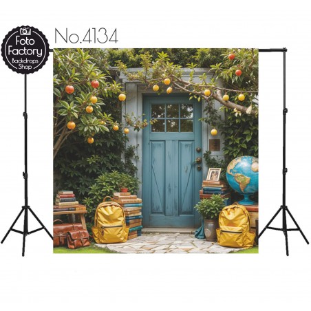 Backdrop blue door school accessories 4134