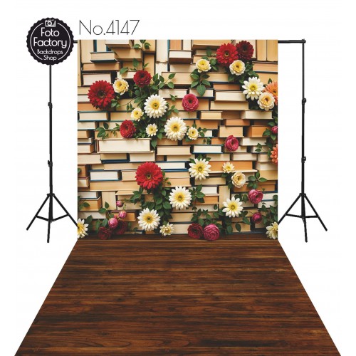 Backdrop books flowers 4147